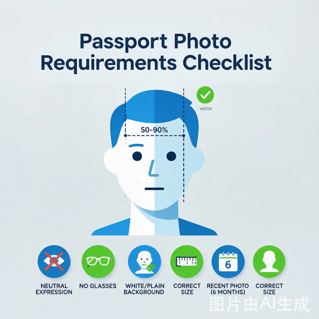 Passport photo requirements checklist infographic
